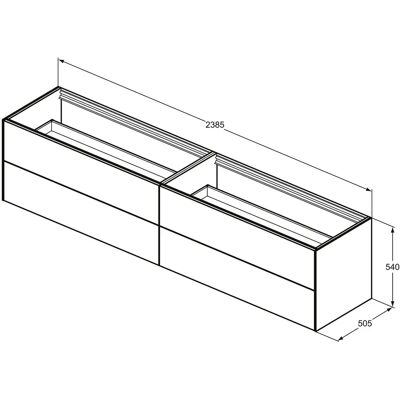 Ideal Standard Conca Wandwaschtisch - 4 Schubladen, 240x50.5 cm Ideal Standard Conca Wandwaschtisch - 4 Schubladen, 240x50.5 cm