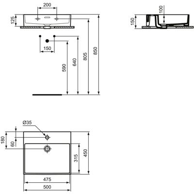 Ideal Standard T372601 Quaderförsänkt Waschbecken - Waschbecken Ideal Standard T372601 Quaderförsänkt Waschbecken - Waschbecken