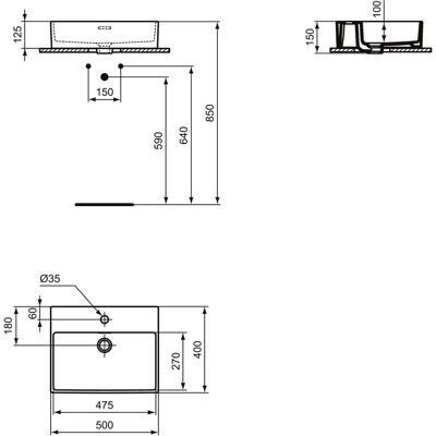 Ideal Standard T374101 Weiß Quadratisches Waschbecken - Waschbecken Ideal Standard T374101 Weiß Quadratisches Waschbecken - Waschbecken