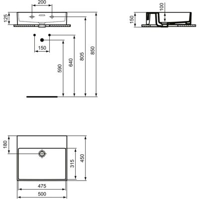 Ideal Standard T388601 Weiße Extra Waschtisch - Waschbecken Ideal Standard T388601 Weiße Extra Waschtisch - Waschbecken