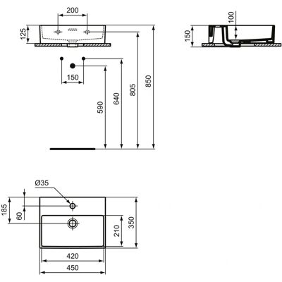 Ideal T391701 Waschbecken - Quadratisches Design Ideal T391701 Waschbecken - Quadratisches Design