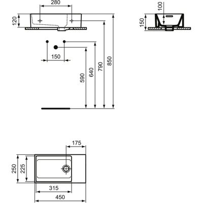 Ideal Standard T392201 Quadratisches Keramik-Waschbecken - Waschbecken Ideal Standard T392201 Quadratisches Keramik-Waschbecken - Waschbecken