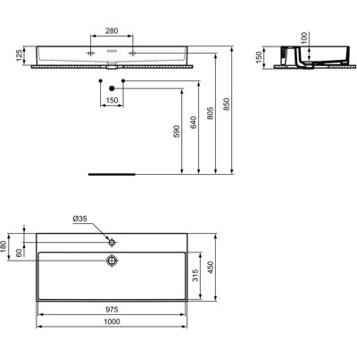 Lavabo de cerámica blanca Ideal Standard T3905MA - Lavabo Lavabo de cerámica blanca Ideal Standard T3905MA - Lavabo