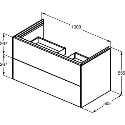 Ideal Standard Wandmontierter Badezimmer-Waschtischunterschrank - 2 Softclose-Schubladen - 100x50x55 cm - Eiche hell Ideal Standard Wandmontierter Badezimmer-Waschtischunterschrank - 2 Softclose-Schubladen - 100x50x55 cm - Eiche hell