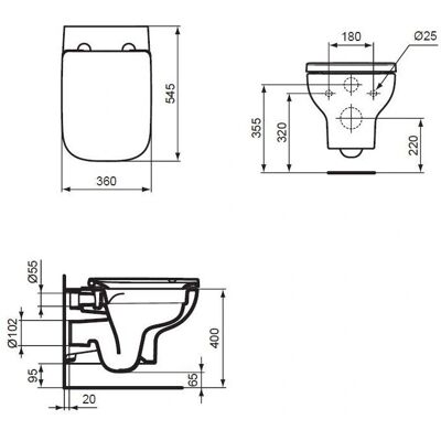 Ideal Standard T467101 Wandhängendes Randloses WC - Toilette Ideal Standard T467101 Wandhängendes Randloses WC - Toilette