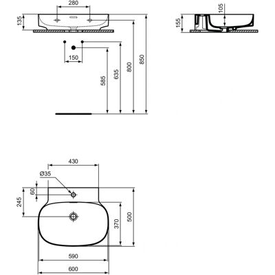 Ideal Standard T475501 Weiß Waschtisch mit Überlauf - Waschtisch Ideal Standard T475501 Weiß Waschtisch mit Überlauf - Waschtisch