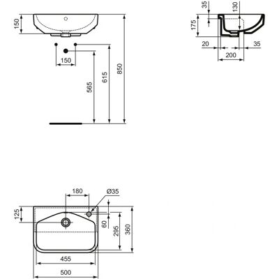Ideal Standard T458801 Weiß Halbeinbauwaschtisch - Waschbecken Ideal Standard T458801 Weiß Halbeinbauwaschtisch - Waschbecken