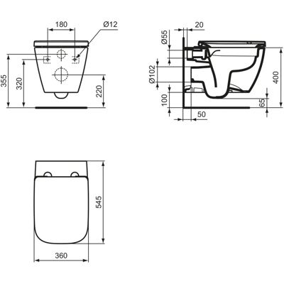 Ideal Standard T521701 Wand-WC Weiß Randlos - WC Ideal Standard T521701 Wand-WC Weiß Randlos - WC