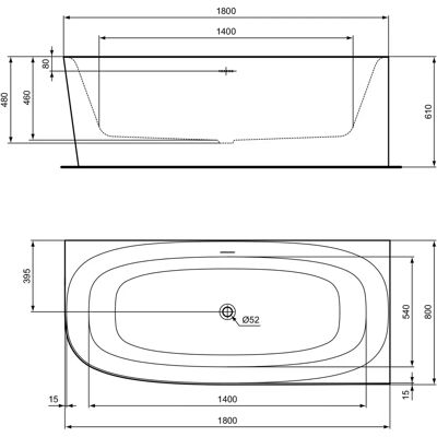 Ideal Standard T549201 - Rechteck-Badewanne mit Wandanbindung links Ideal Standard T549201 - Rechteck-Badewanne mit Wandanbindung links