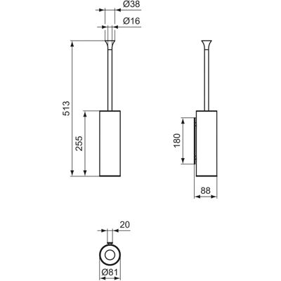 Ideal Standard - Dolce Vita - Set periuta WC montat pe perete - T5493A5 - Gri magnetic Ideal Standard - Dolce Vita - Set periuta WC montat pe perete - T5493A5 - Gri magnetic