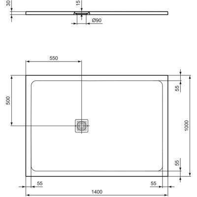 Ideal Standard T5708FR Carrara Weiß Ultra Flat S Rechteck-Brausewanne - Duschwanne Ideal Standard T5708FR Carrara Weiß Ultra Flat S Rechteck-Brausewanne - Duschwanne