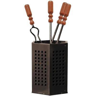 Capaldo Set di Attrezzi per Camino in Acciaio di 50 cm con Impugnatura in Legno Capaldo Set di Attrezzi per Camino in Acciaio di 50 cm con Impugnatura in Legno