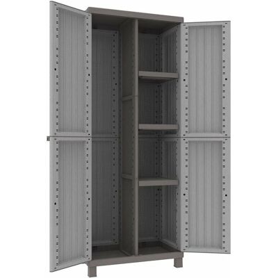 Armario de Exterior Gris Terry - 3 Estantes, Puertas con Cerradura - 68x39x170cm Armario de Exterior Gris Terry - 3 Estantes, Puertas con Cerradura - 68x39x170cm