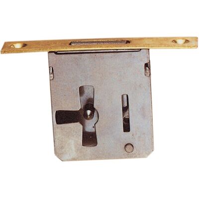 Cerradura para Muebles Capaldo - Hierro con Baño de Latón, Entrada 50mm, Izquierda Cerradura para Muebles Capaldo - Hierro con Baño de Latón, Entrada 50mm, Izquierda