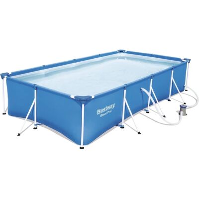 Set piscina in acciaio Bestway - Rettangolare - Blu - 400 x 211 x 81 cm Set piscina in acciaio Bestway - Rettangolare - Blu - 400 x 211 x 81 cm