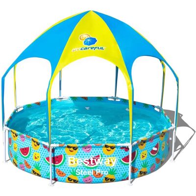Bestway 56432 Steel Pro Piscina gonfiabile per bambini con ombrellone da giardino - Piscina Bestway 56432 Steel Pro Piscina gonfiabile per bambini con ombrellone da giardino - Piscina