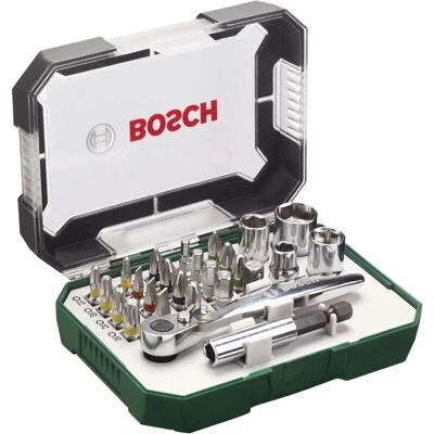 Set di 26 pezzi Bosch - Cacciavite, chiave a cricchetto e inserti Set di 26 pezzi Bosch - Cacciavite, chiave a cricchetto e inserti