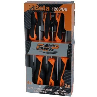 Set di cacciaviti Beta 1263/d6 - Phillips e a taglio - 6 pz Set di cacciaviti Beta 1263/d6 - Phillips e a taglio - 6 pz