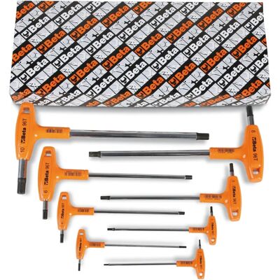 Beta 96T/S8 Set van 8 hoogkoppel T-handle inbussleutels Beta 96T/S8 Set van 8 hoogkoppel T-handle inbussleutels