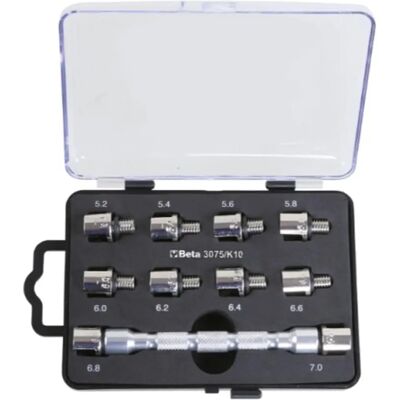 Beta 3075/K10 - Juego de llaves para radios de rueda - Doble cabeza y 10 insertos Beta 3075/K10 - Juego de llaves para radios de rueda - Doble cabeza y 10 insertos