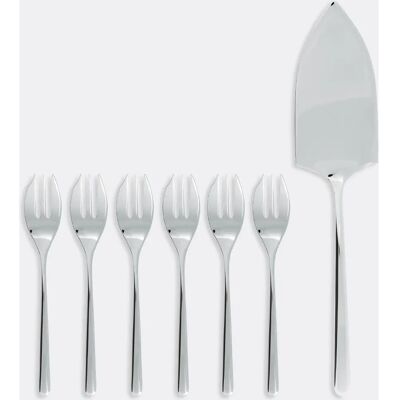 Set di Torta Linear Sambonet - 7 Pezzi Eleganti In Acciaio Inox Set di Torta Linear Sambonet - 7 Pezzi Eleganti In Acciaio Inox