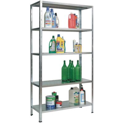 Estantería Zincada BRIXO - 5 Estantes Reforzados - Montaje Rápido - Capacidad 70kg Estantería Zincada BRIXO - 5 Estantes Reforzados - Montaje Rápido - Capacidad 70kg