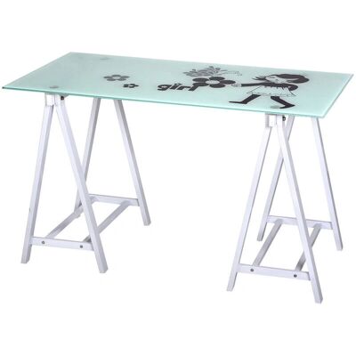 BRIXO Scrivania - Struttura in acciaio e vetro 120x60cm H72cm BRIXO Scrivania - Struttura in acciaio e vetro 120x60cm H72cm