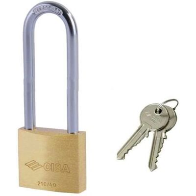 CISA Messing Hangslot - Lange boog met 2 sleutels CISA Messing Hangslot - Lange boog met 2 sleutels