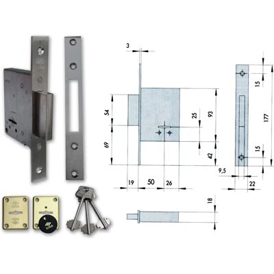 CISA Brass Security Lock - 50mm Single Key - Lock CISA Brass Security Lock - 50mm Single Key - Lock