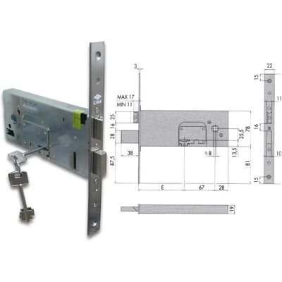 CISA - Dubbele kaartslot voor aluminium banden 78mm - Slot CISA - Dubbele kaartslot voor aluminium banden 78mm - Slot