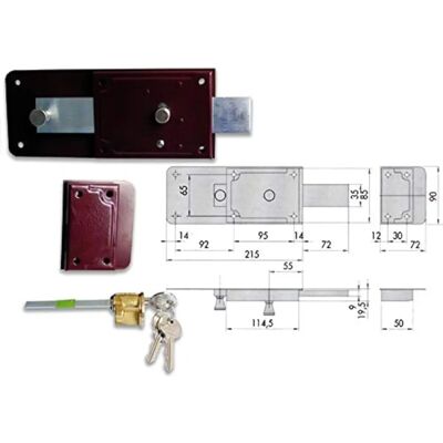 CISA Zamek - 55051.50.1 - Wyjmowany cylinder, Czerwona powłoka Amaranto, 6 rygli CISA Zamek - 55051.50.1 - Wyjmowany cylinder, Czerwona powłoka Amaranto, 6 rygli