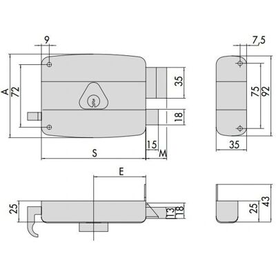 Cisa - Serratura Orizzontale - Sinistra - Cilindro Ø45 - Eje 70mm - Normbau - Hardware Sicuro Cisa - Serratura Orizzontale - Sinistra - Cilindro Ø45 - Eje 70mm - Normbau - Hardware Sicuro