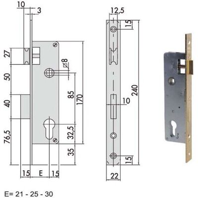 CISA Modello CIS5C011.20 - Serratura in legno zincata - Ambidestra CISA Modello CIS5C011.20 - Serratura in legno zincata - Ambidestra