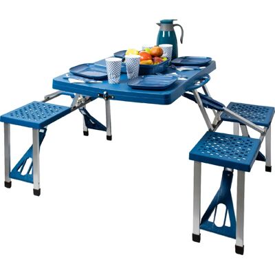 FERCASA Tavolo da Picnic Portatile con 4 Sedie - Blu FERCASA Tavolo da Picnic Portatile con 4 Sedie - Blu