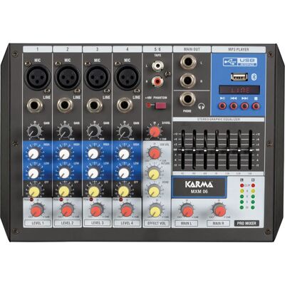 Mixer audio Karma MXM 06 - 6 canali - Nero Mixer audio Karma MXM 06 - 6 canali - Nero