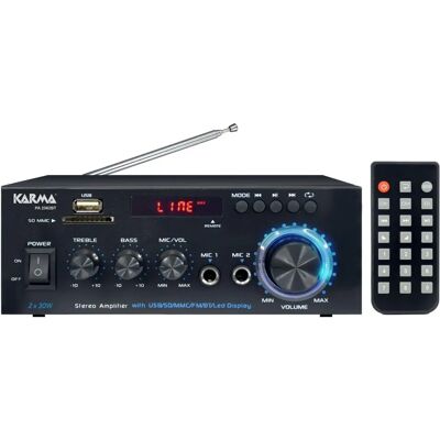 Karma PA-2362BT Stereoverstärker - 2x30W, Bluetooth, FM Radio, Fernbedienung Karma PA-2362BT Stereoverstärker - 2x30W, Bluetooth, FM Radio, Fernbedienung