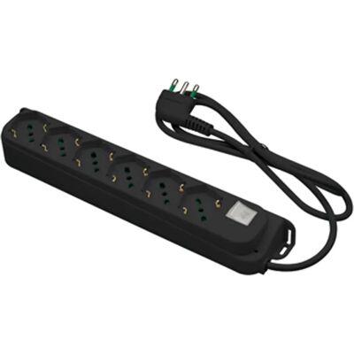 FANTON 40431 Verlengkabel - 6 stopcontacten, 1,5m, Binnen, Zwart FANTON 40431 Verlengkabel - 6 stopcontacten, 1,5m, Binnen, Zwart