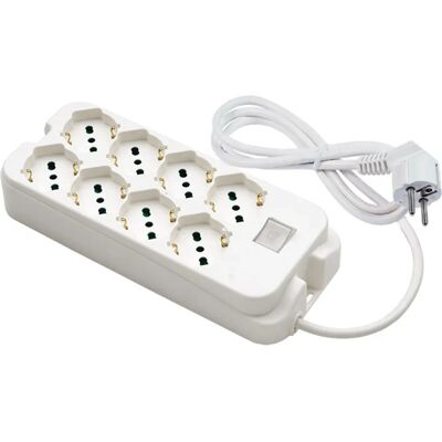 FANTON Mehrfachstecker 8 Steckdosen - 1,5 m Kabel - Weiß FANTON Mehrfachstecker 8 Steckdosen - 1,5 m Kabel - Weiß