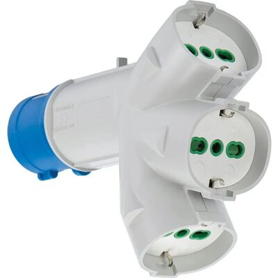 Adaptateur triplex industriel Fanton - 3 prises, 16A, IP44 Adaptateur triplex industriel Fanton - 3 prises, 16A, IP44