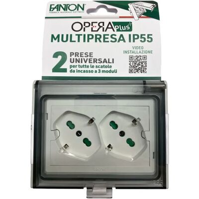 FANTON 421021PAR Steckdose - Universale IP55 2 F L Grau FANTON 421021PAR Steckdose - Universale IP55 2 F L Grau