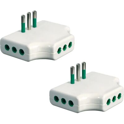 FANTON 82250-B2 - Ensemble de 2 adaptateurs triplex plats - Économiseur d'espace, Prise italienne petite FANTON 82250-B2 - Ensemble de 2 adaptateurs triplex plats - Économiseur d'espace, Prise italienne petite