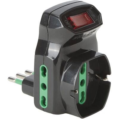 Adaptateur triplement de prises Fanton - Noir avec limiteur Adaptateur triplement de prises Fanton - Noir avec limiteur