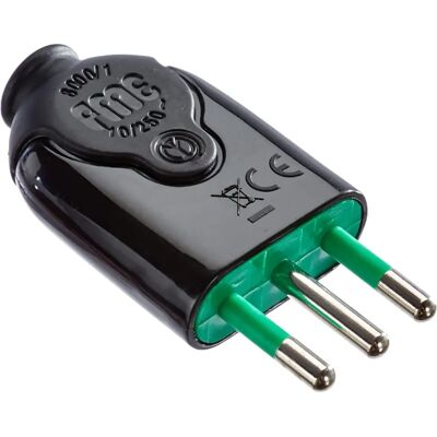 FANTON Italienischer Stecker 2P+T 10A Schwarz - Stromstecker FANTON Italienischer Stecker 2P+T 10A Schwarz - Stromstecker