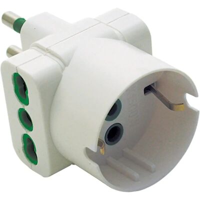 Adaptador de corriente Fanton 82190 - Enchufe triple, italiano/alemán, 16A Adaptador de corriente Fanton 82190 - Enchufe triple, italiano/alemán, 16A