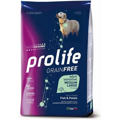 Prolife Crocchette senza cereali Sensibili Pesce & Patate - 10 Kg Prolife Crocchette senza cereali Sensibili Pesce & Patate - 10 Kg