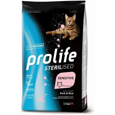 Prolife Cat Sterilised Sensitive Adult Maiale e Riso 1,5kg - Alimento per gatti Prolife Cat Sterilised Sensitive Adult Maiale e Riso 1,5kg - Alimento per gatti