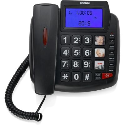Brondi Bravo 90 - Anrufer-ID LCD Große Tasten Kabeltelefon Brondi Bravo 90 - Anrufer-ID LCD Große Tasten Kabeltelefon