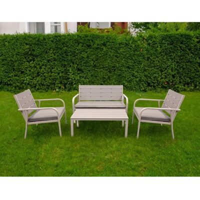 Unknown - Garden Lounge Set 4pc - Taupe - Steel - Set mobili da giardino Unknown - Garden Lounge Set 4pc - Taupe - Steel - Set mobili da giardino