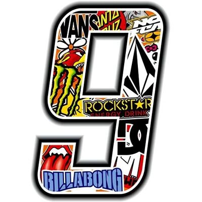 Sconosciuto - Numero 9 - 10 x 7,5 cm - Motocicletta - Sticker Sconosciuto - Numero 9 - 10 x 7,5 cm - Motocicletta - Sticker