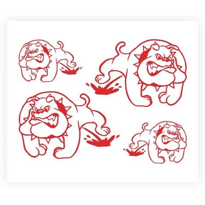 Adesivo Bulldog autoadesivo - Cane che urina rosso 13,5x16cm Adesivo Bulldog autoadesivo - Cane che urina rosso 13,5x16cm